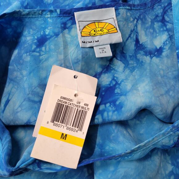 C&C California Cover Dress Womens M Blue Tye Dye Drawstring Short Sleeves New - Picture 6 of 14